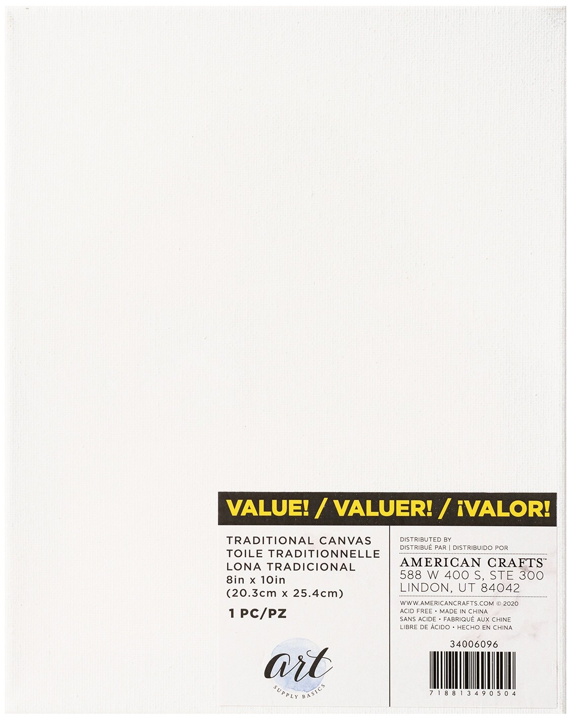 American Crafts Art Supply Basics Traditional Canvas-8&#x22;X10&#x22;