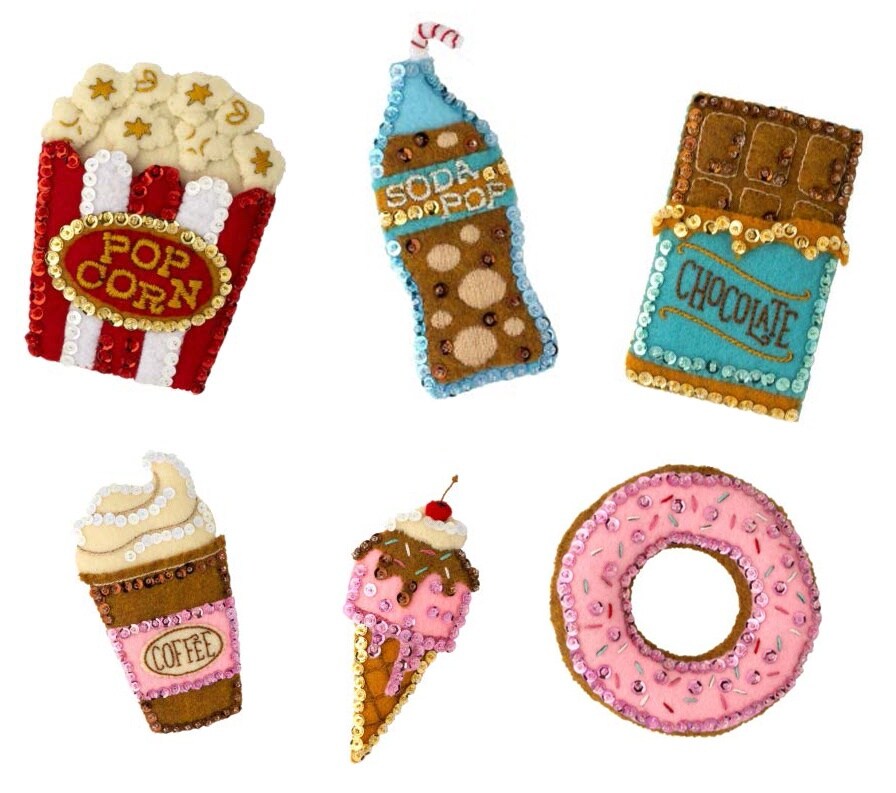 Bucilla Felt Ornaments Applique Kit Set of 6 - Snack Food