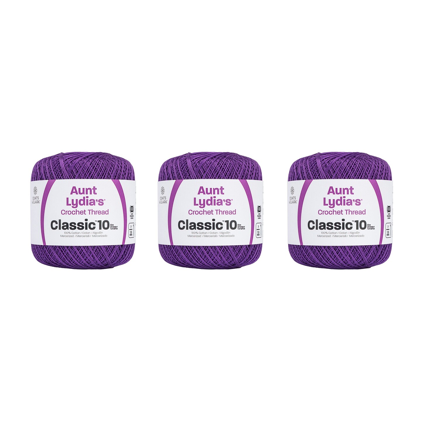 Aunt Lydia's Classic Crochet Thread Size 10 - Shades of Purple