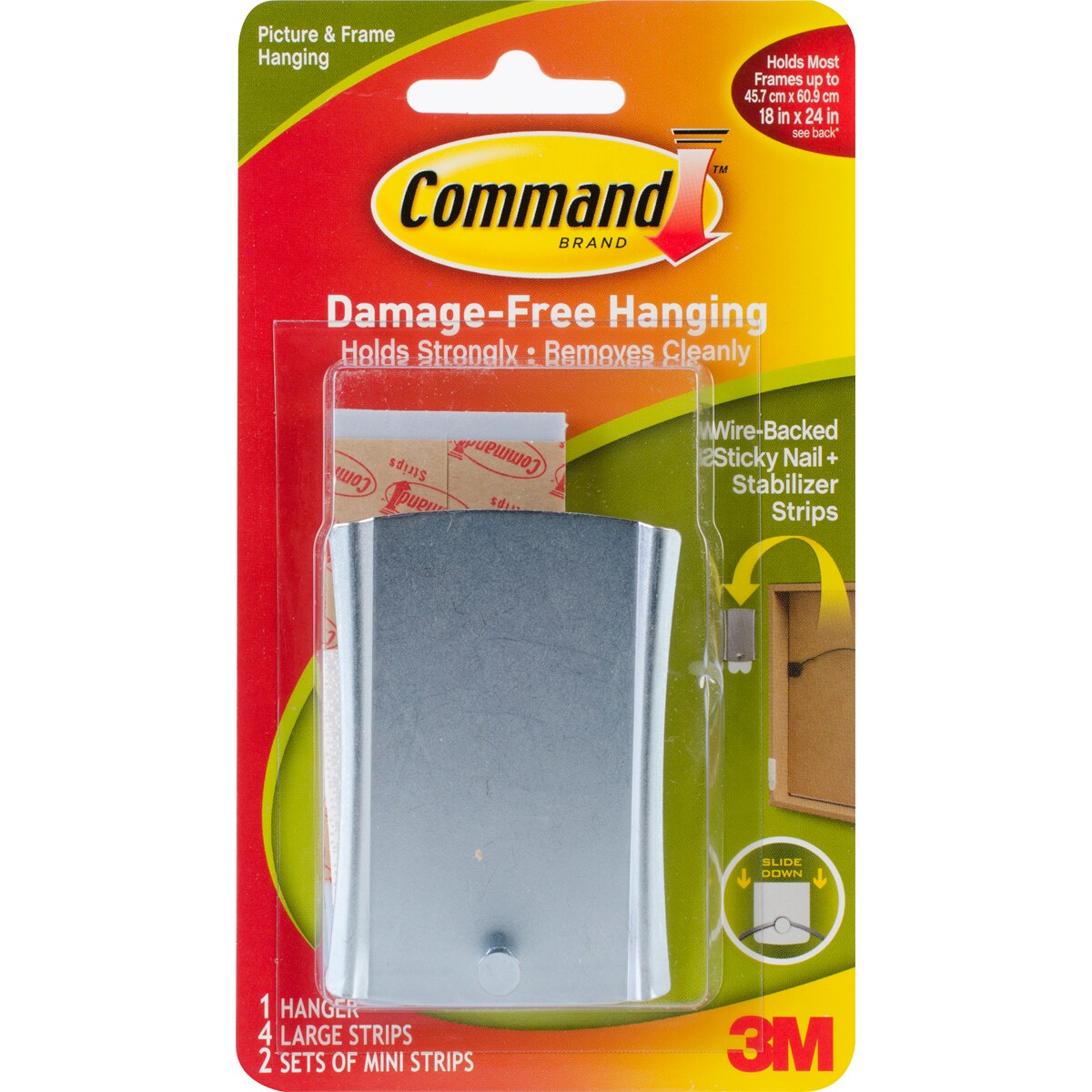 Command Wire-Backed Sticky Nail-1 Hanger, 4 Large Strips & 2 Mini Strips
