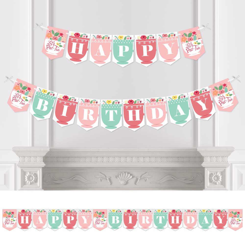 Big Dot of Happiness Floral Let's Par-Tea - Garden Tea Party Birthday ...