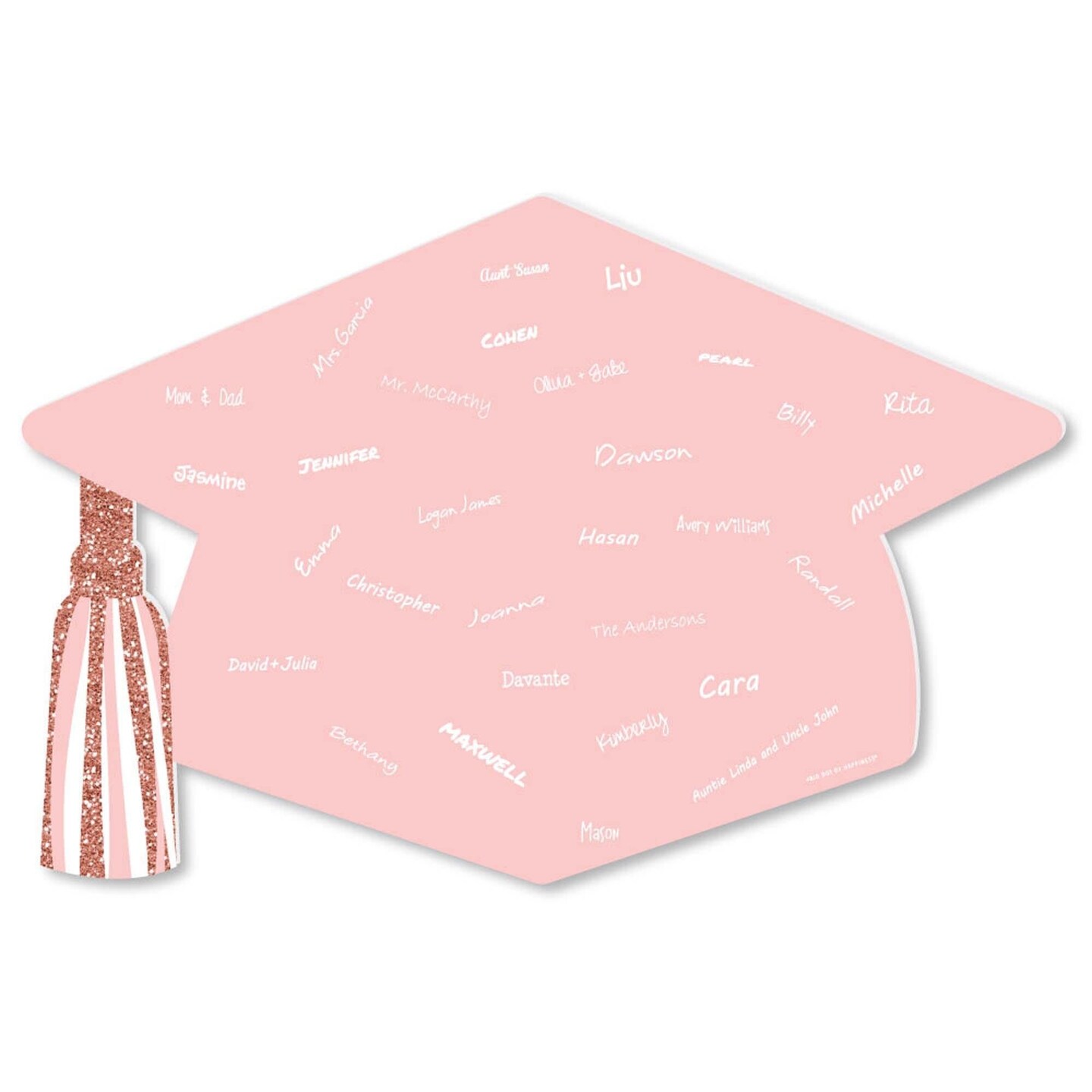 Big Dot of Happiness Rose Gold Grad - Grad Cap Guest Book Sign - Graduation Party Guestbook Alternative - Signature Mat