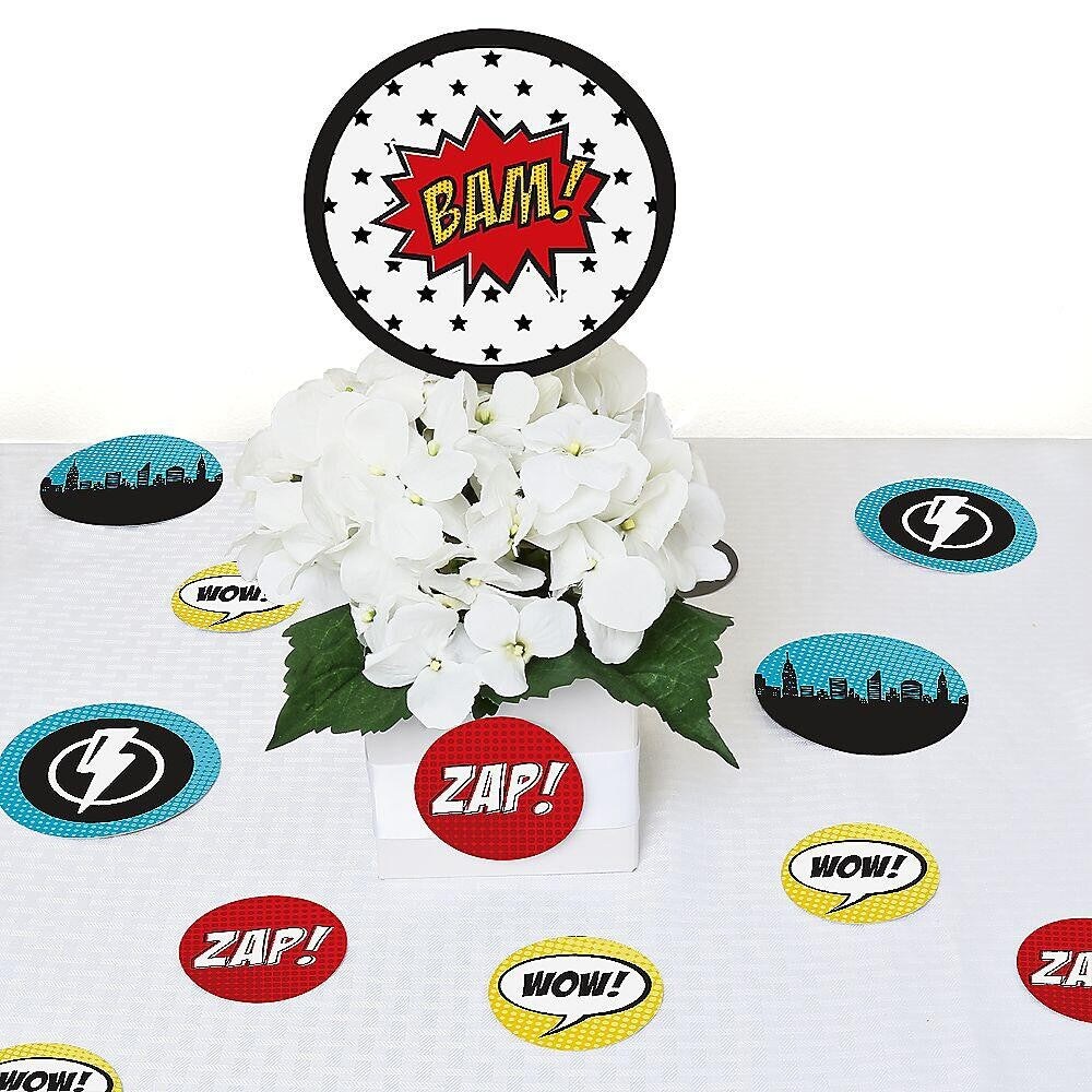 Big Dot of Happiness Bam Superhero - Baby Shower or Birthday Party Giant Circle Confetti - Party Decorations - Large Confetti 27 Count