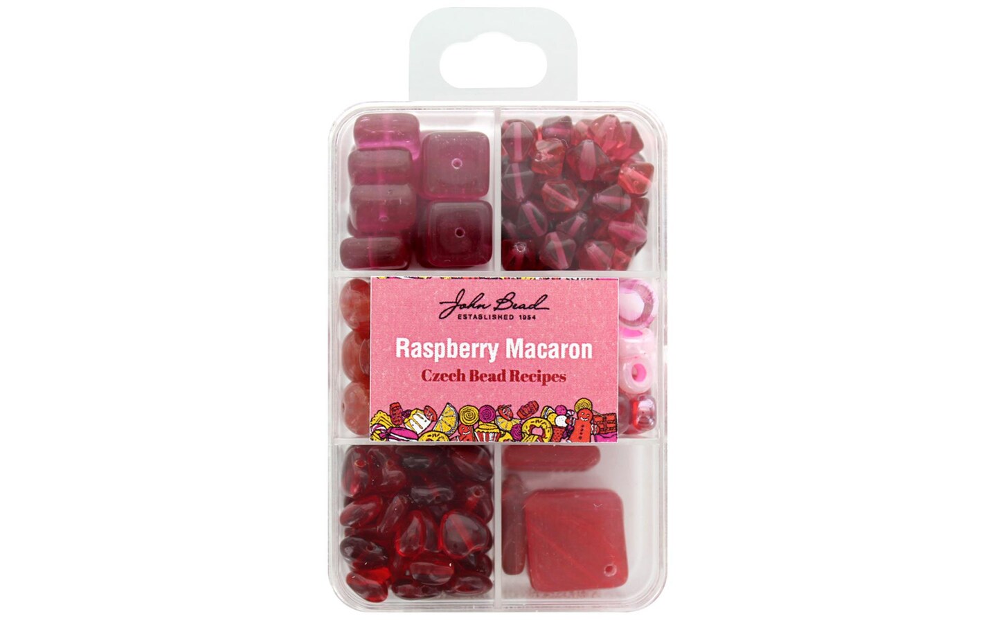 John Bead Recipe Box Bead Raspberry Macaron