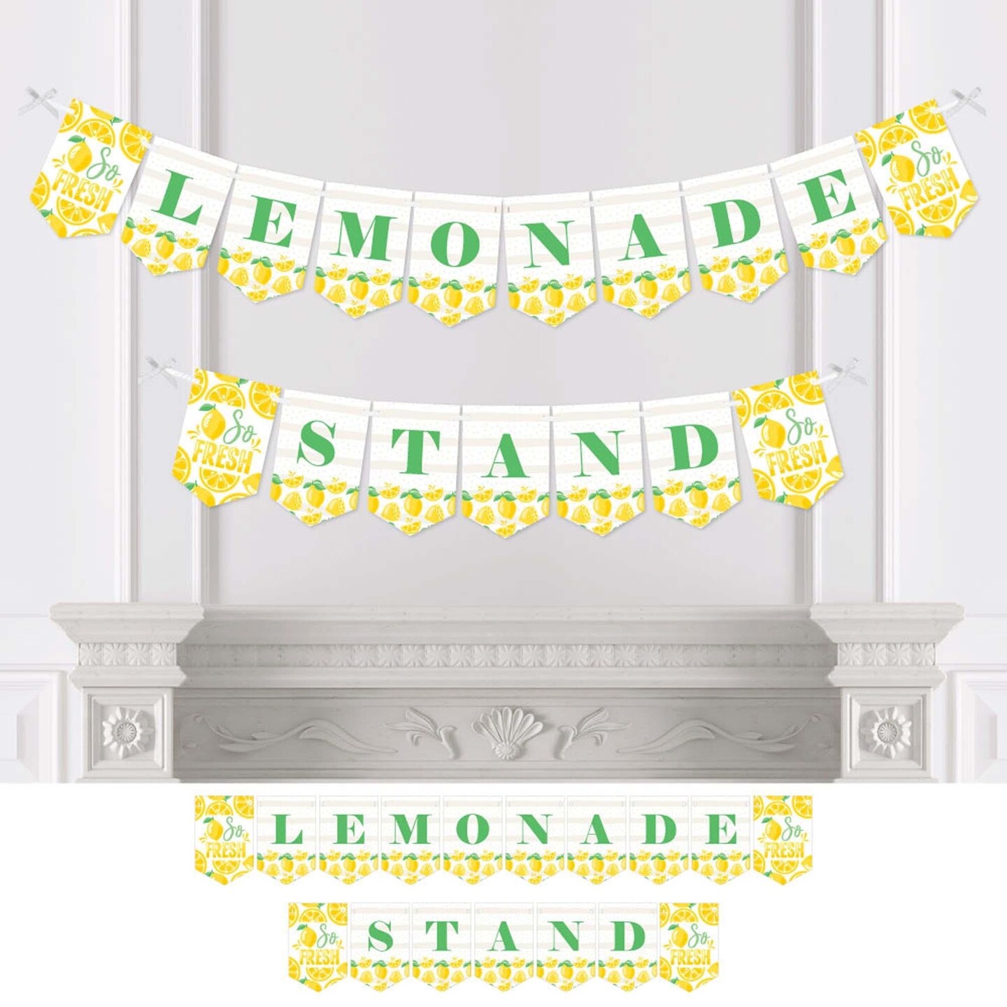 Big Dot of Happiness So Fresh - Lemon - Citrus Lemonade Party Bunting Banner - Party Decorations - Lemonade Stand