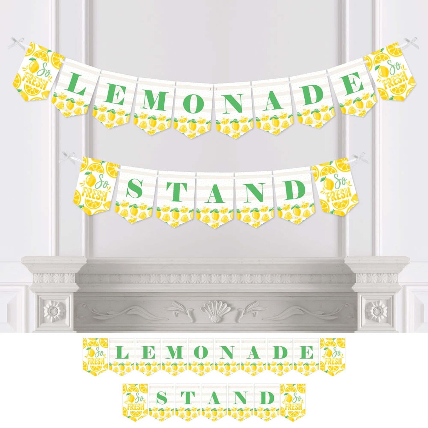 Big Dot of Happiness So Fresh - Lemon - Citrus Lemonade Party Bunting Banner - Party Decorations - Lemonade Stand