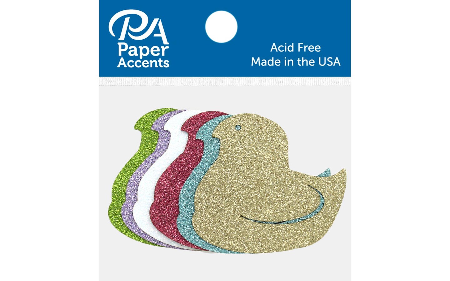 Glitter Shape 8pc Chick Gld,Lav,Grn,Wht,Blu,Pnk