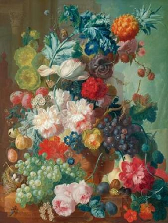 Fruit and Flowers in a terracotta Vase Poster Print by Jan Van Os - Item # VARPDX3AA2728