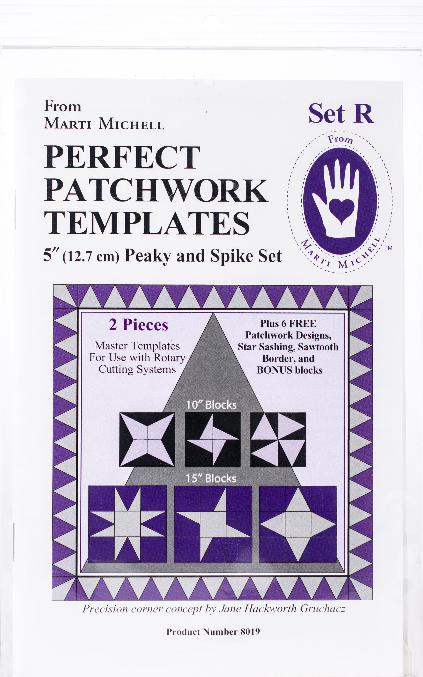 Marti Michell Perfect Patchwork Template-Set R - Peaky &#x26; Spike 2/Pkg