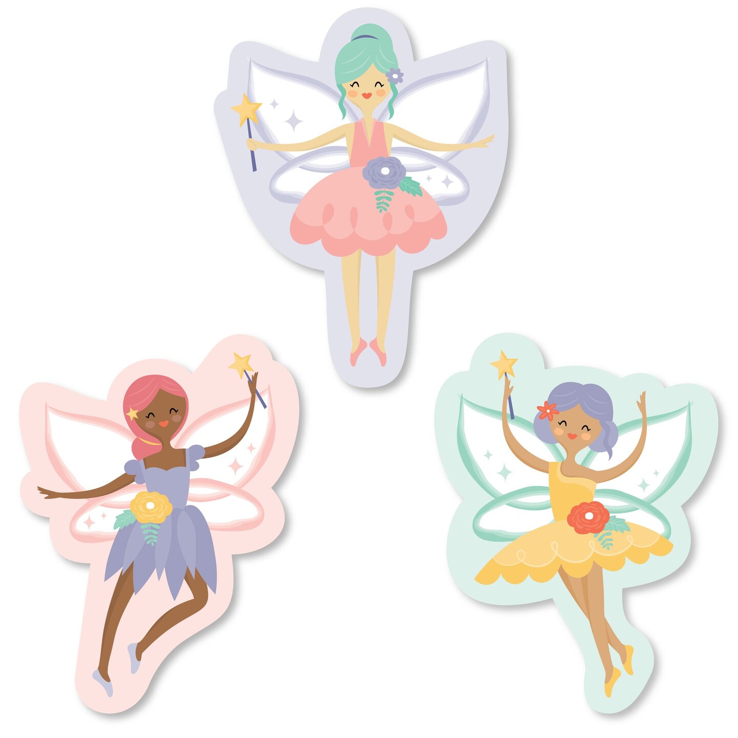 Big Dot of Happiness Let's Be Fairies - DIY Shaped Fairy Garden Birthday Party Cut-Outs - 24 Count
