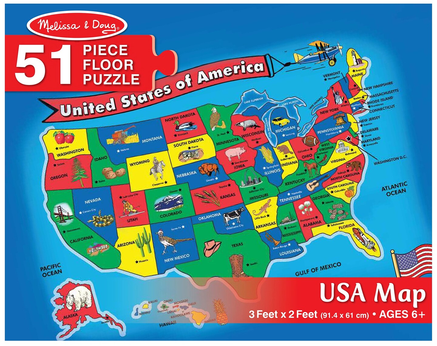 Melissa &#x26; Doug Floor Puzzle 51pcs-U.S.A. Map