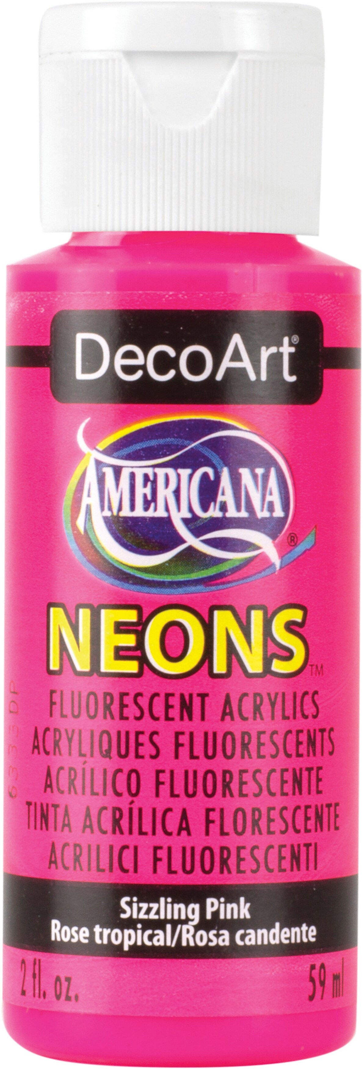 Americana Neons Fluorescent Acrylic Paint 2oz Sizzling Pink