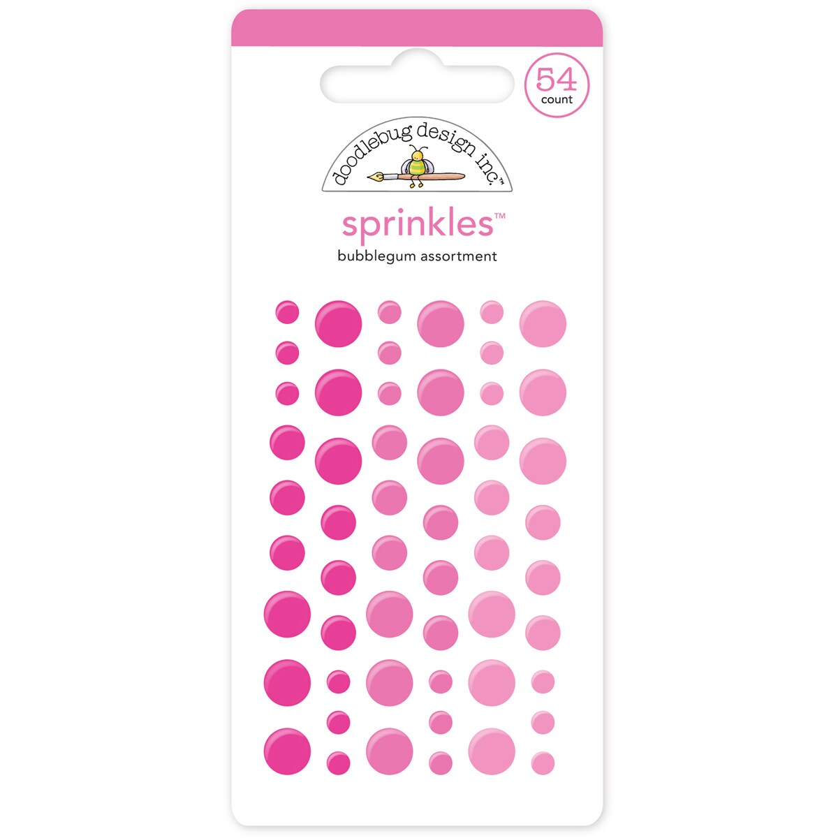 Doodlebug Sprinkles Adhesive Glossy Enamel Dots-Bubble Gum Dots 54/Pkg