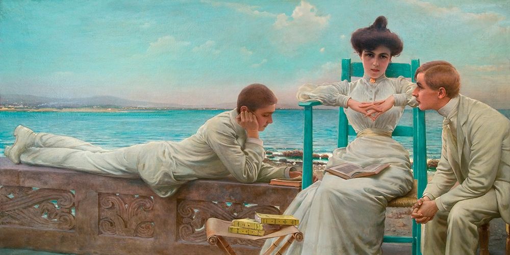In lettura sul mare Poster Print by Vittorio Matteo Corcos # 2AA5028