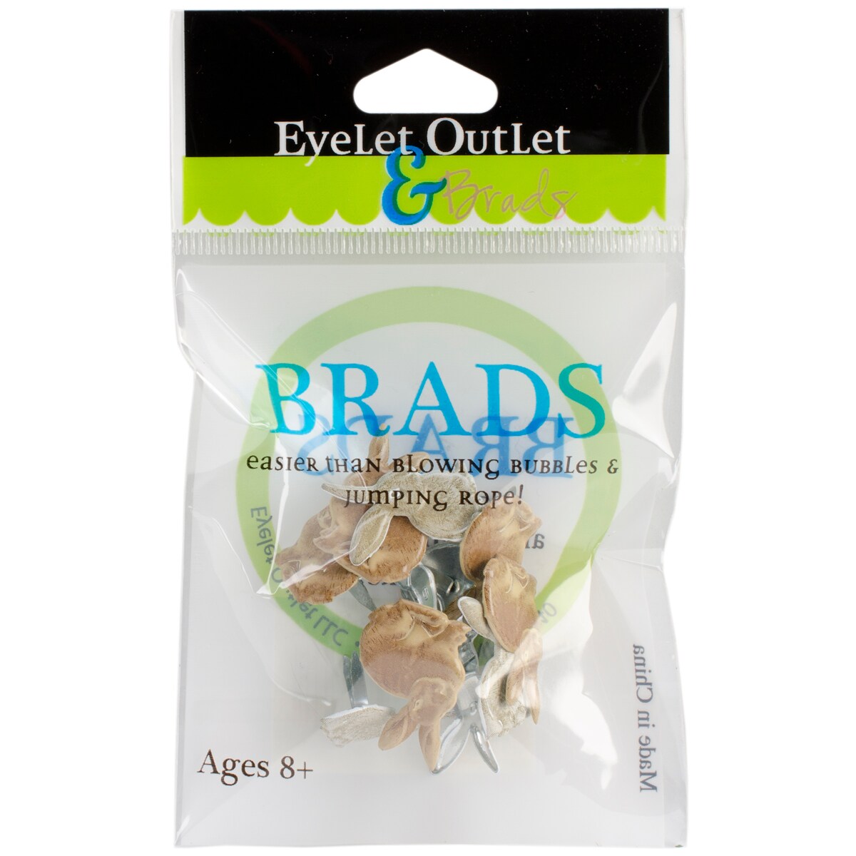 Eyelet Outlet Shape Brads 12/PkgRabbits Brown Michaels