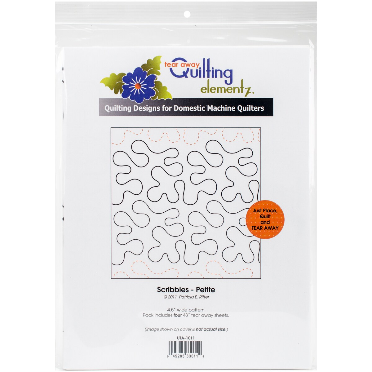 Quilting Creations Printed Tear Away Quilting Paper 4/Pkg-Scribbles-Petite 4.5"