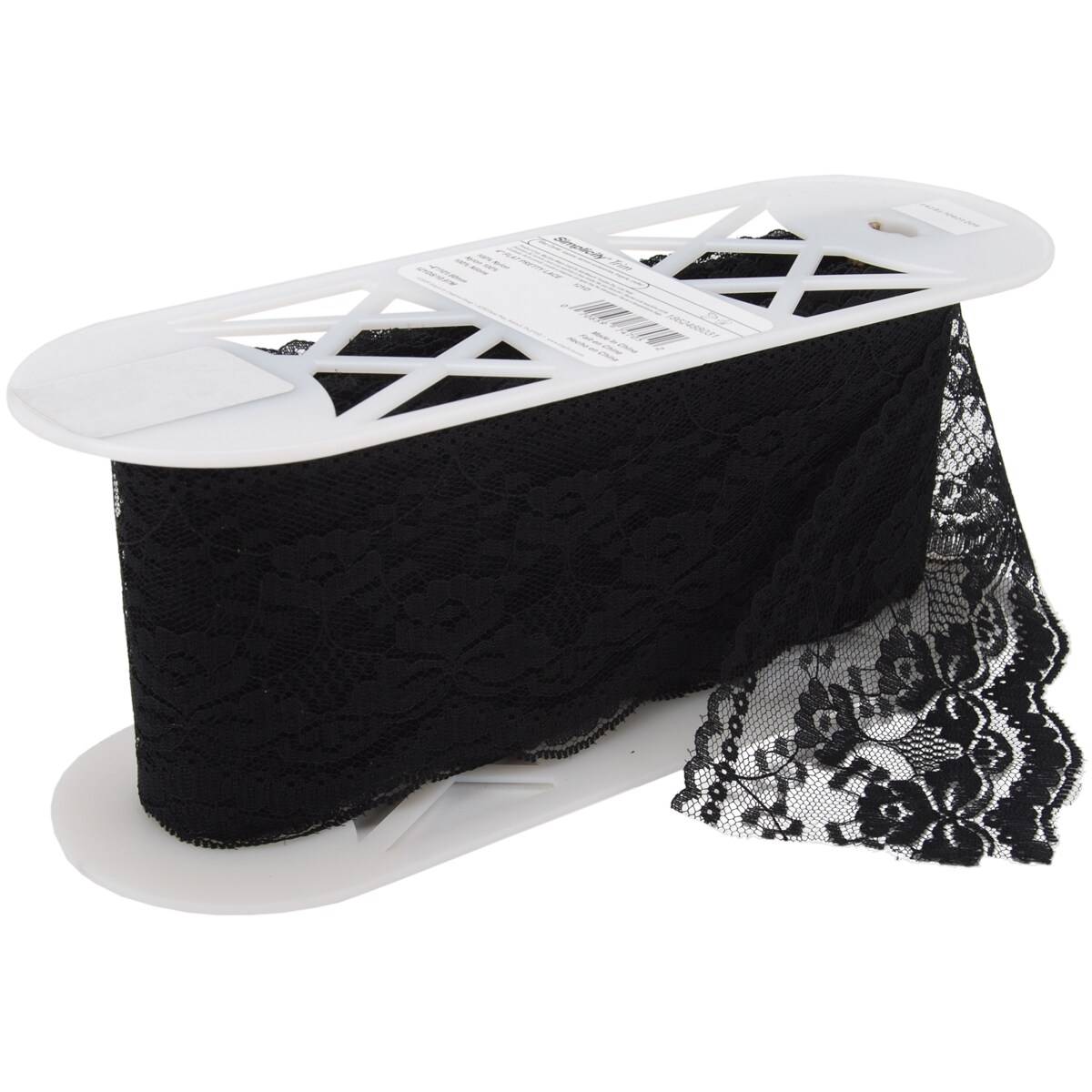 Simplicity Flat Pretty Lace 4&#x22;X12yd-Black