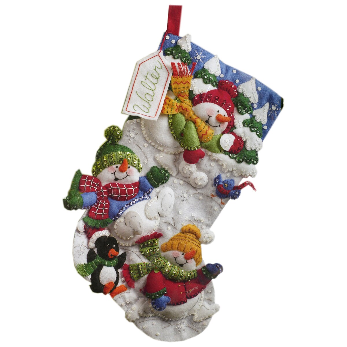 Bucilla Felt Stocking Applique Kit 18&#x22; Long-Snow Fun