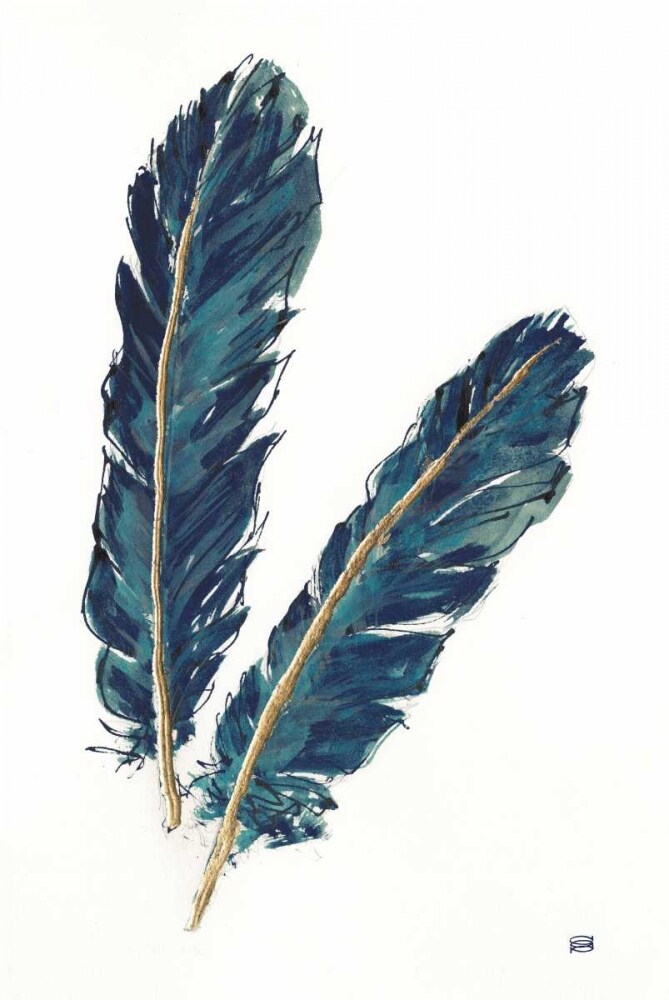 Gold Feathers IV Indigo Poster Print by Chris Paschke - Item # VARPDX26438