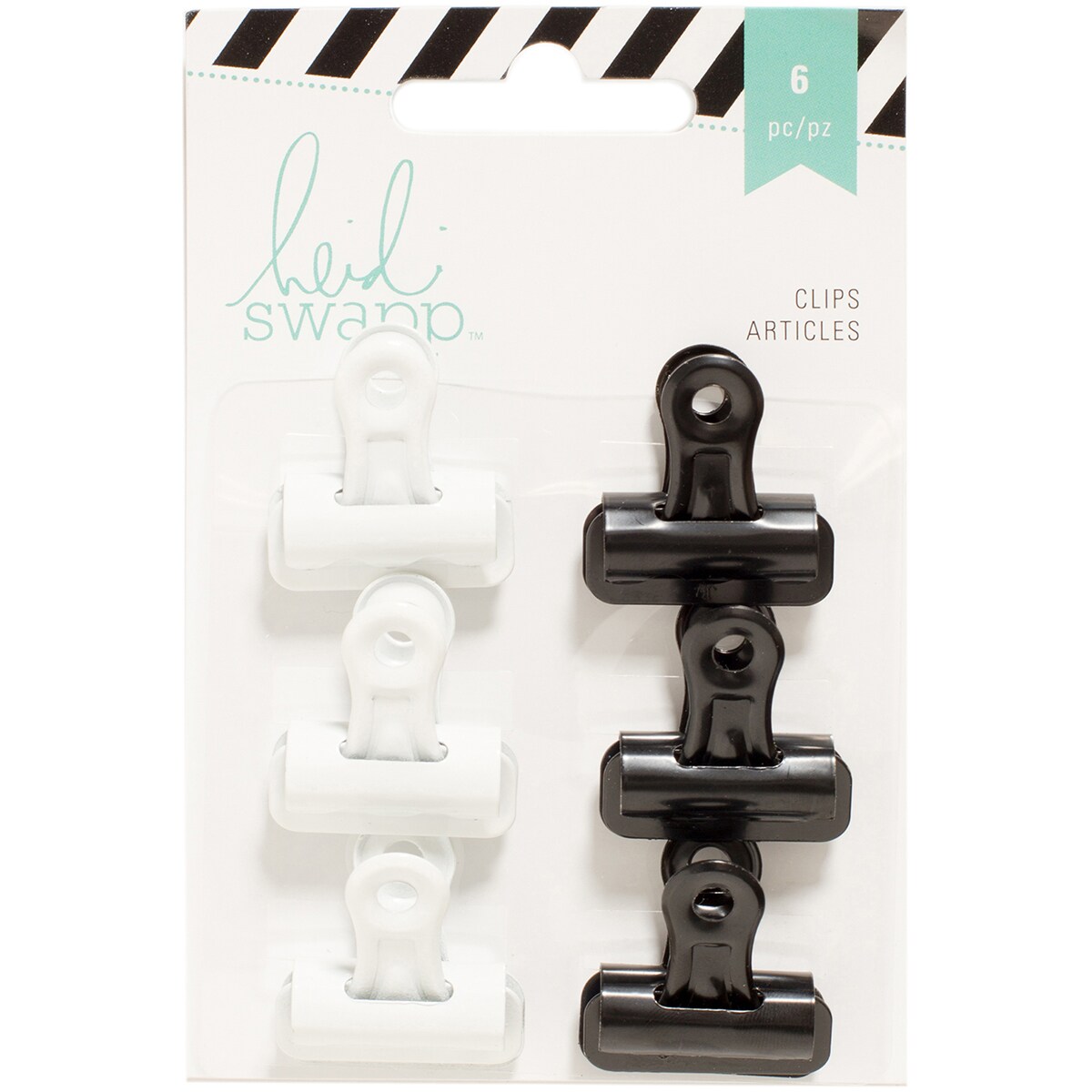 Heidi Swapp Bulldog Clips 1&#x22; 6/Pkg-Black/White