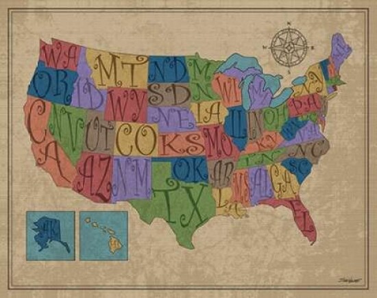 US Map Poster Print by Todd Williams - Item # VARPDXTWM332