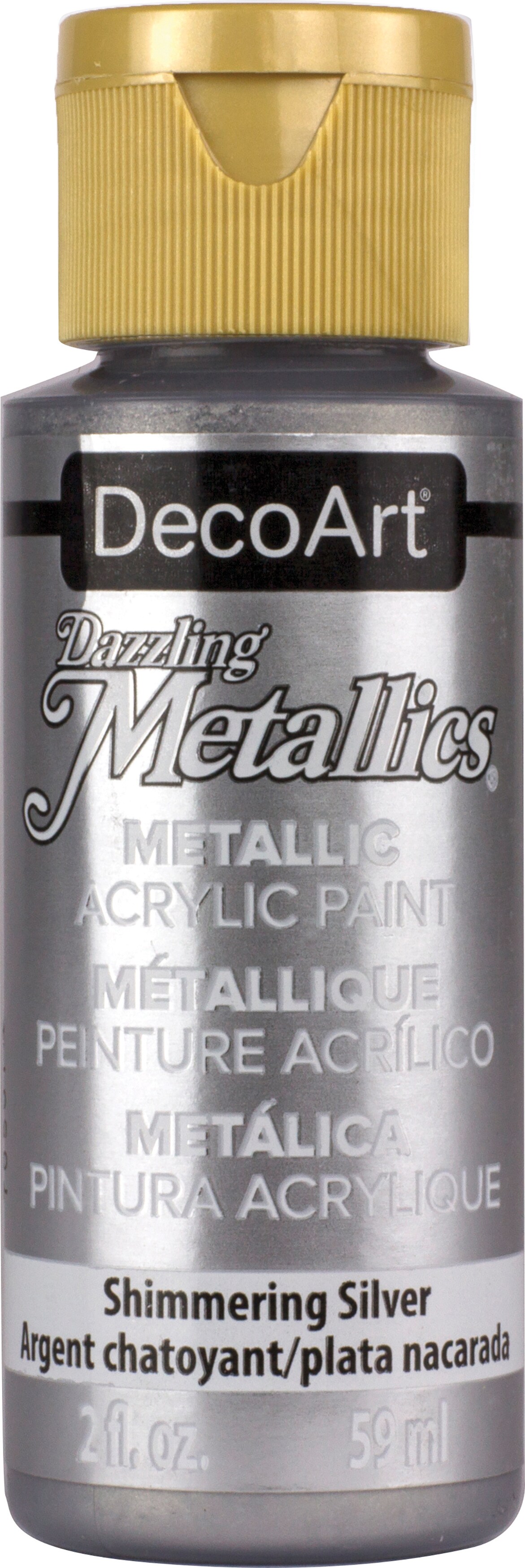 Multipack of 6 - DecoArt Dazzling Metallics Acrylic Paint 2oz-Shimmer Silver