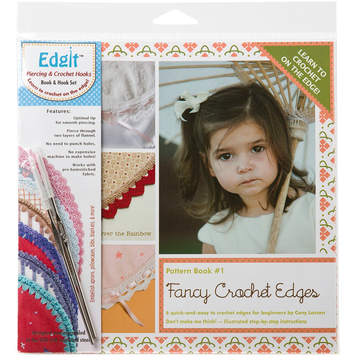 Ammees Babies Edgit Piercing Crochet Hook & Book Set-Fancy Crochet Edges