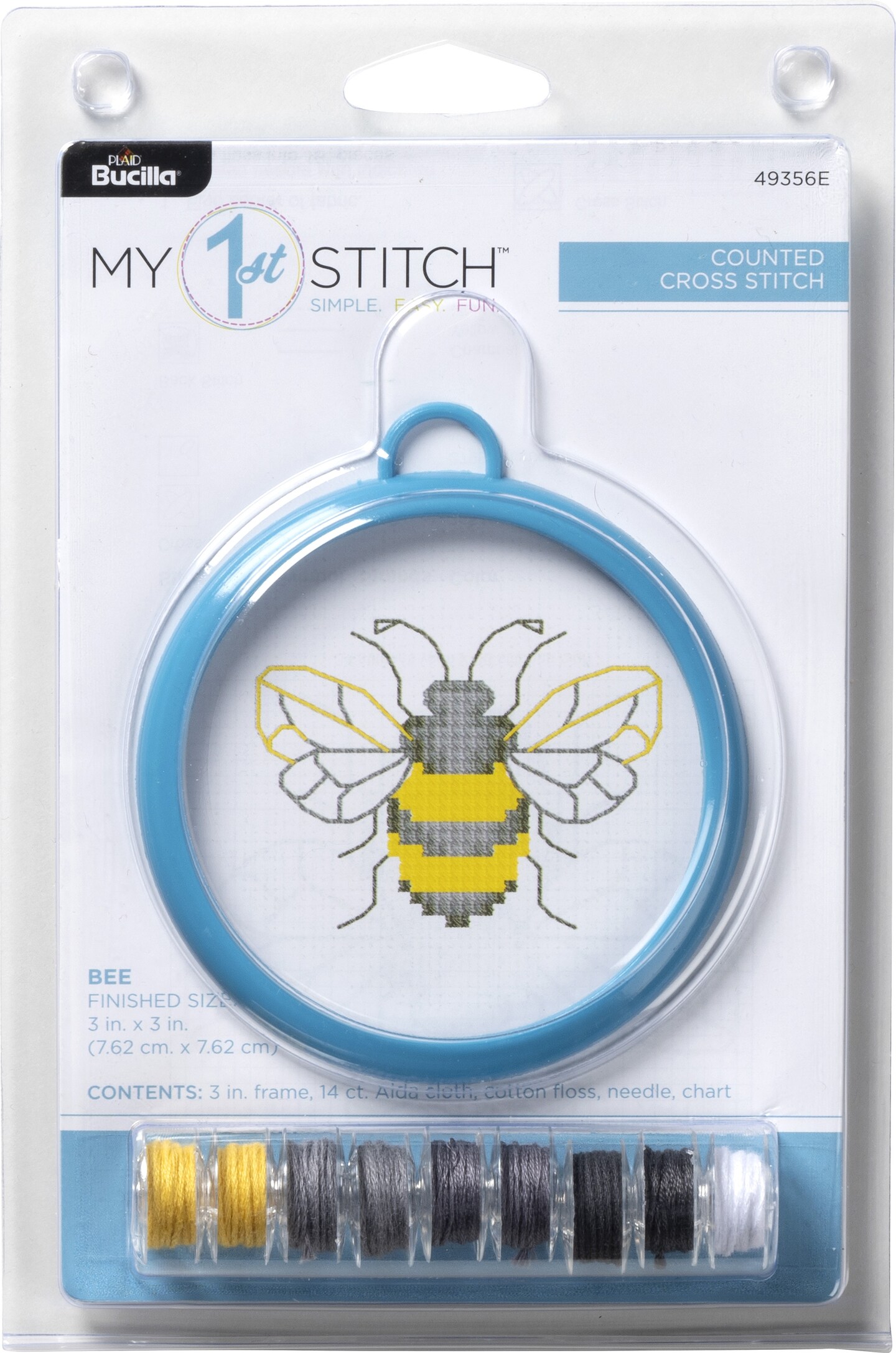 Bucilla/My 1st Stitch Mini Counted Cross Stitch Kit 3" Frame-Bee
