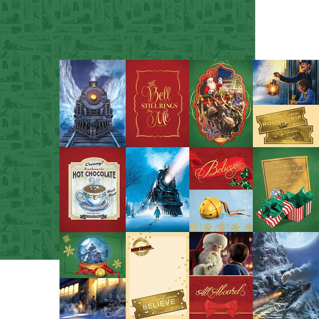 The Polar Express 12" x 12" 9-Sheet Decorative Double Sided Paper Pack for Scrapbooking and Crafts
