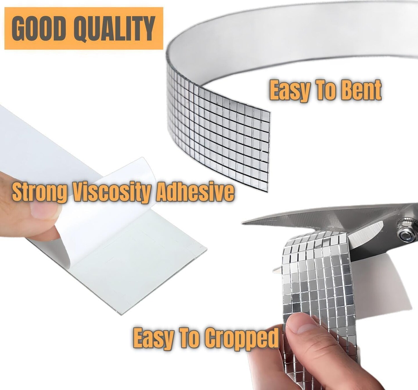 Self-Adhesive Real Glass Craft Mini Square &#x26; Round Mirrors Mosaic Tiles/Stickers for DIY Craft Decoration,5 x 5 mm,4720 Pieces (Silver)