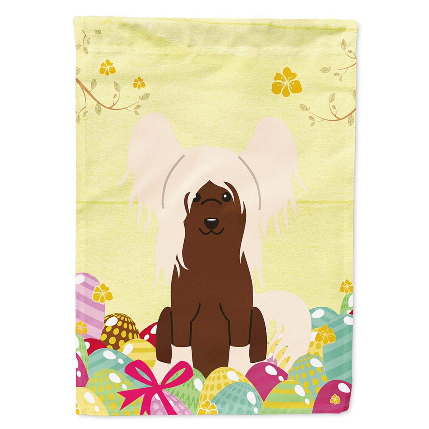 &#x22;Caroline&#x27;s Treasures BB6113CHF Easter Eggs Chinese Crested Cream Flag Canvas House, Large, Multicolor&#x22;