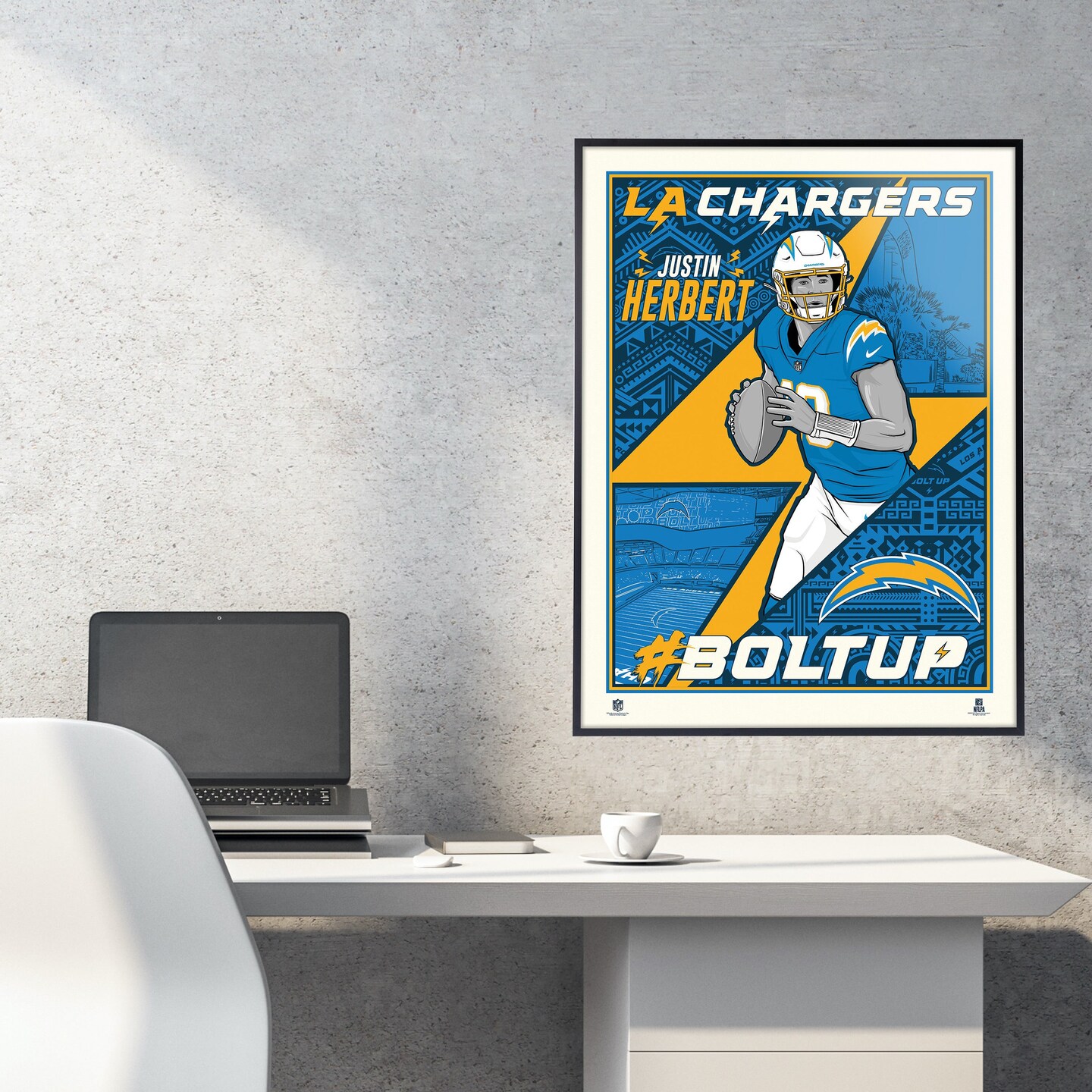Phenom Gallery Los Angeles Chargers Justin Herbert 18&#x22; x 24&#x22; Serigraph