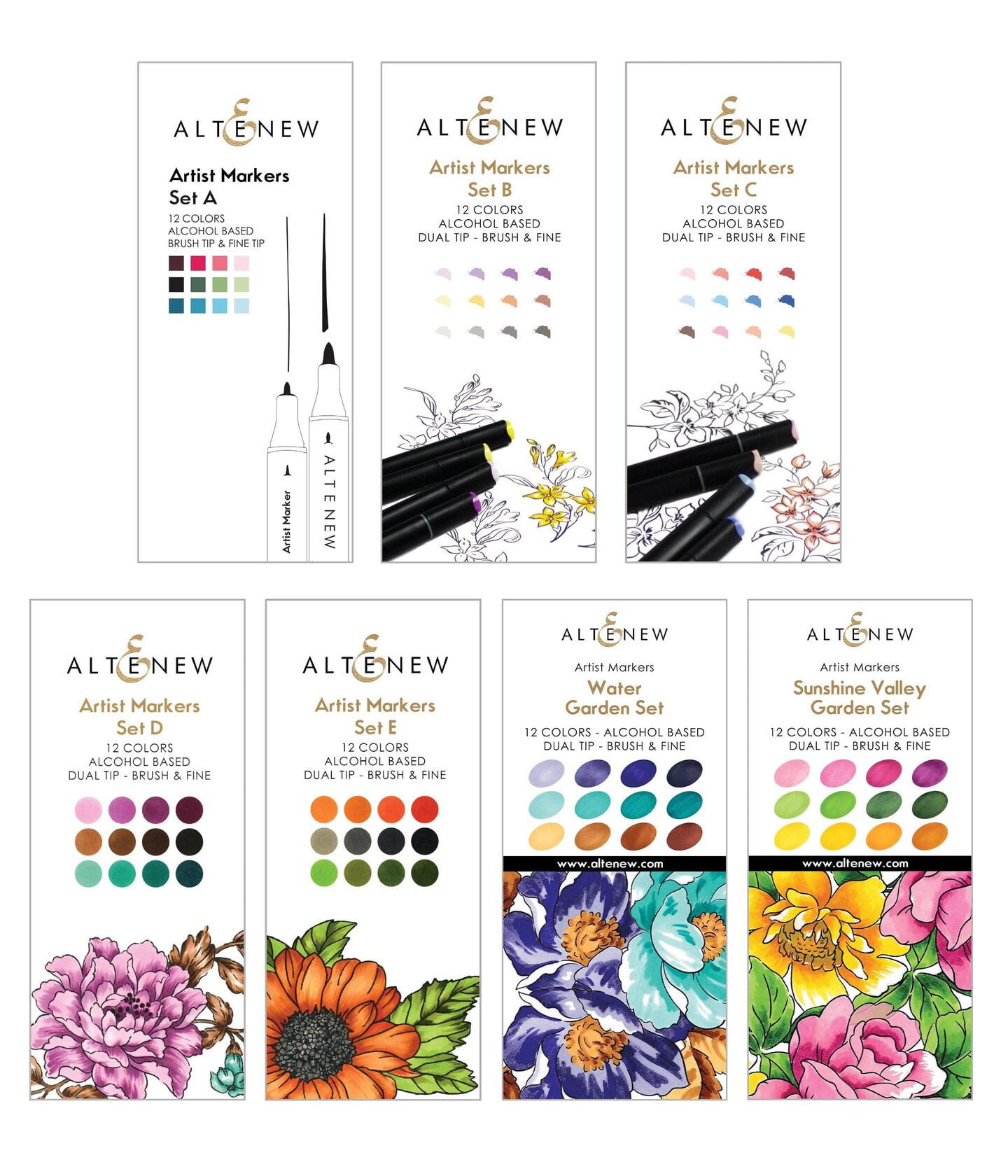 Sunshine Valley Garden Artist Alcohol Markers Set F - Artistry by Altenew