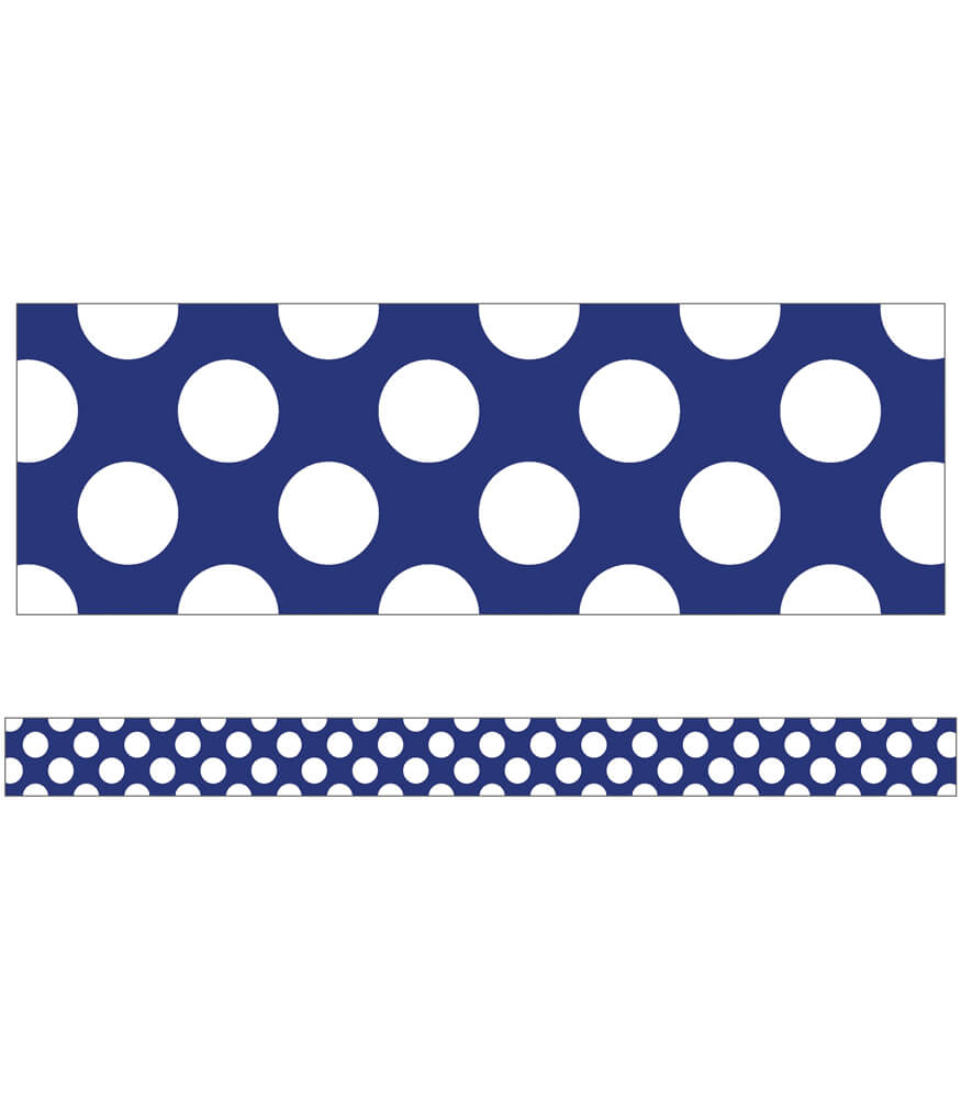 Schoolgirl Style - Navy with Polka Dots Straight Borders