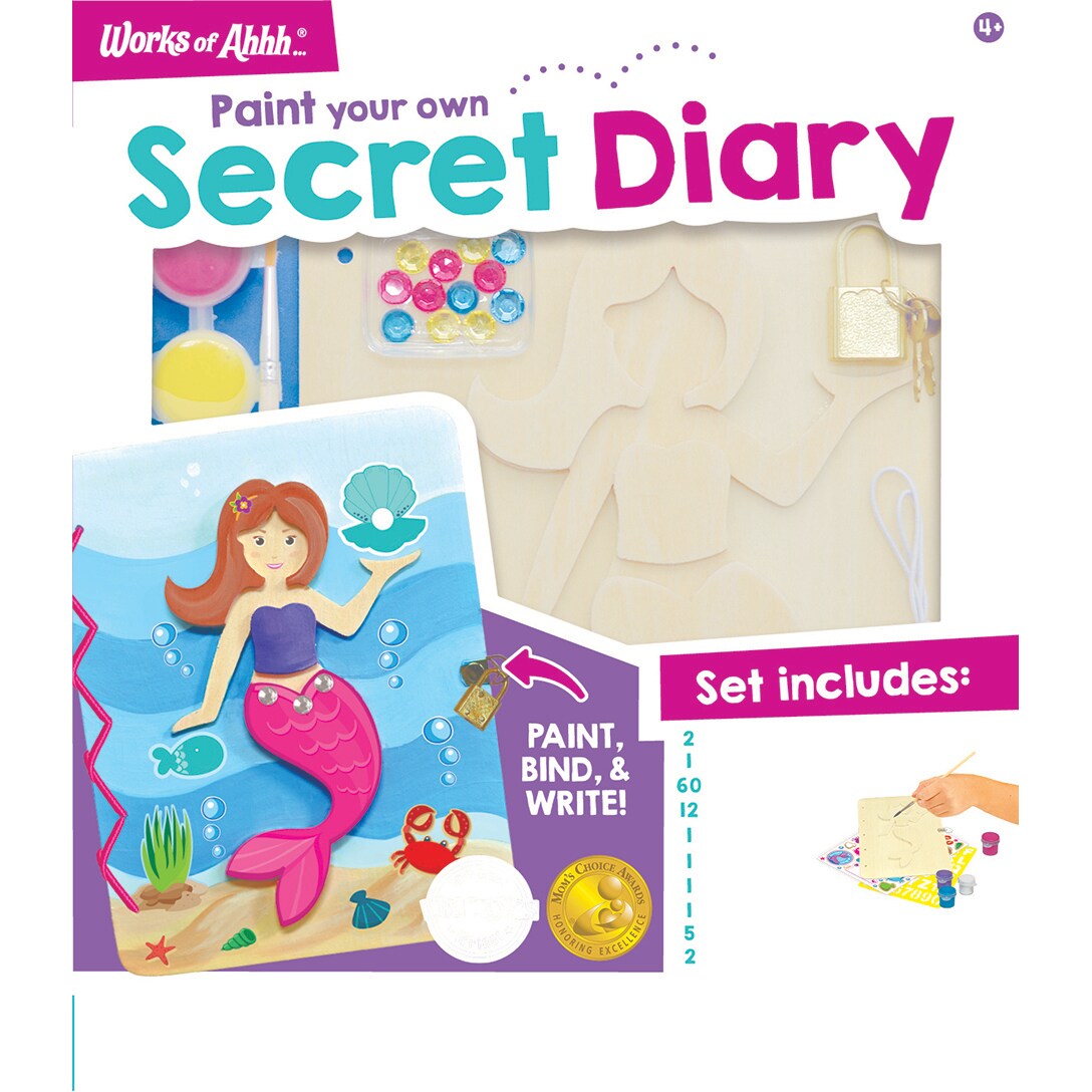 MasterPieces Works of Ahhh Craft Set - Mermaid Secret Diary Classic Wood Paint Kit