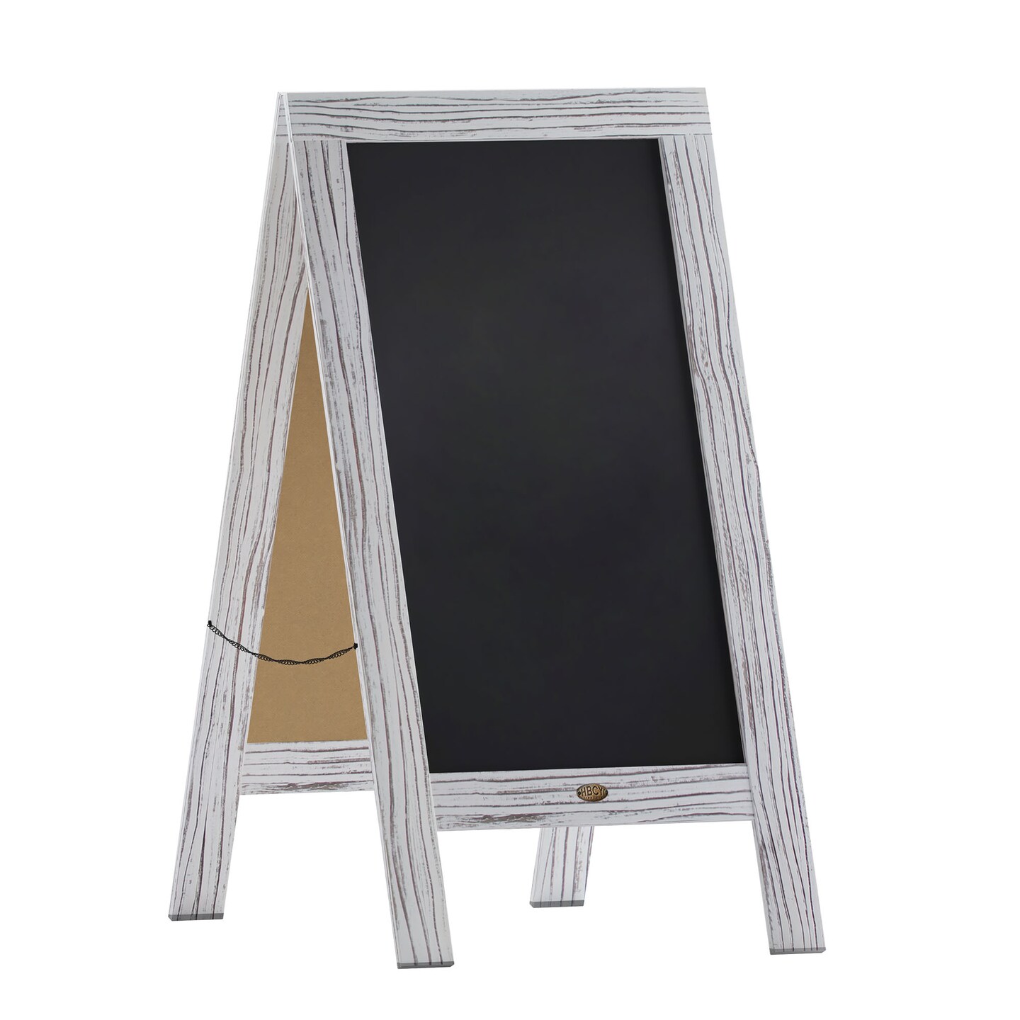 Canterbury 40" x 20" Vintage Wooden A-Frame Magnetic Indoor/Outdoor Chalkboard Sign, Freestanding Double Sided Extra Large Message Board - Whitewashed