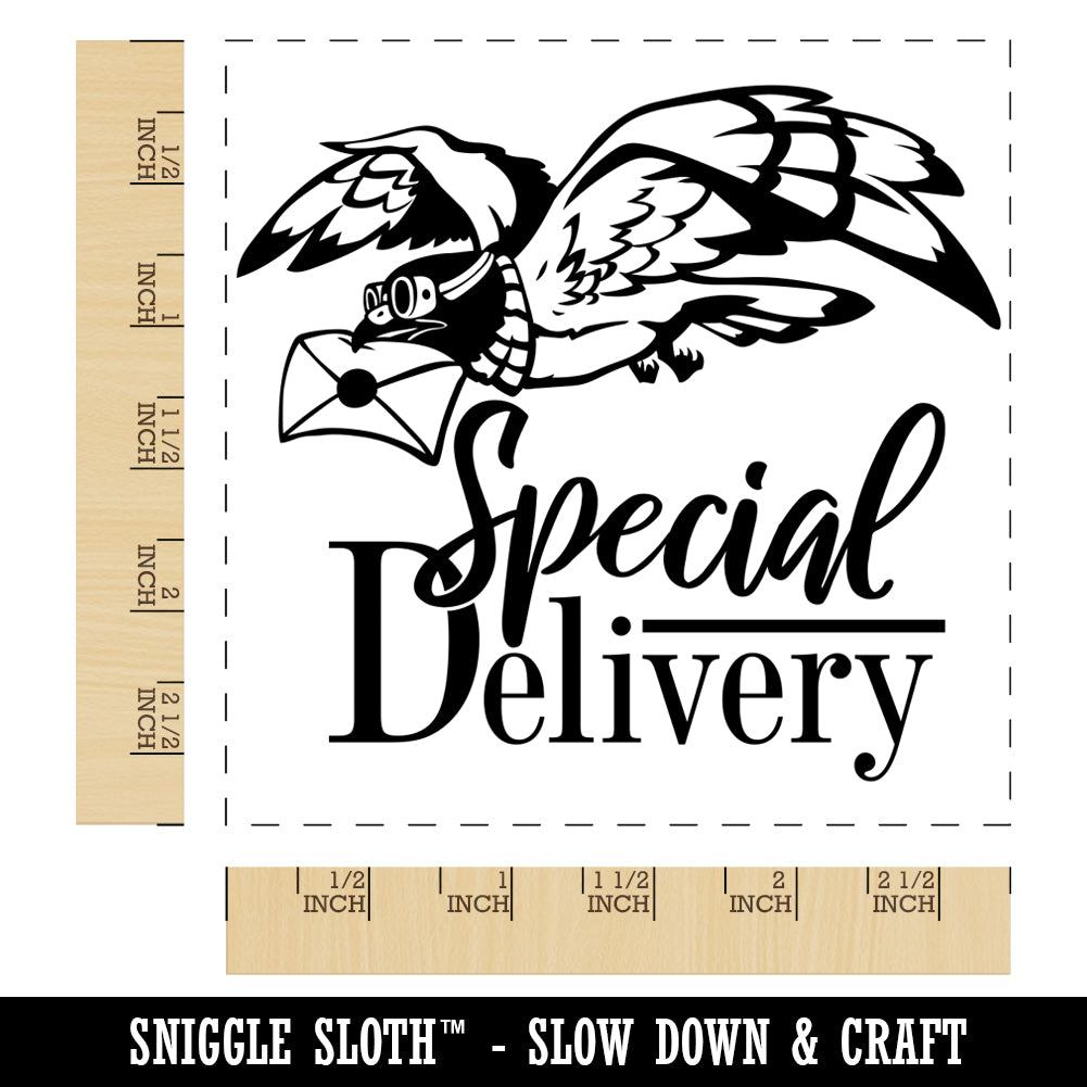 Special Delivery Carrier Pigeon with Mail Square Rubber Stamp for Stamping Crafting