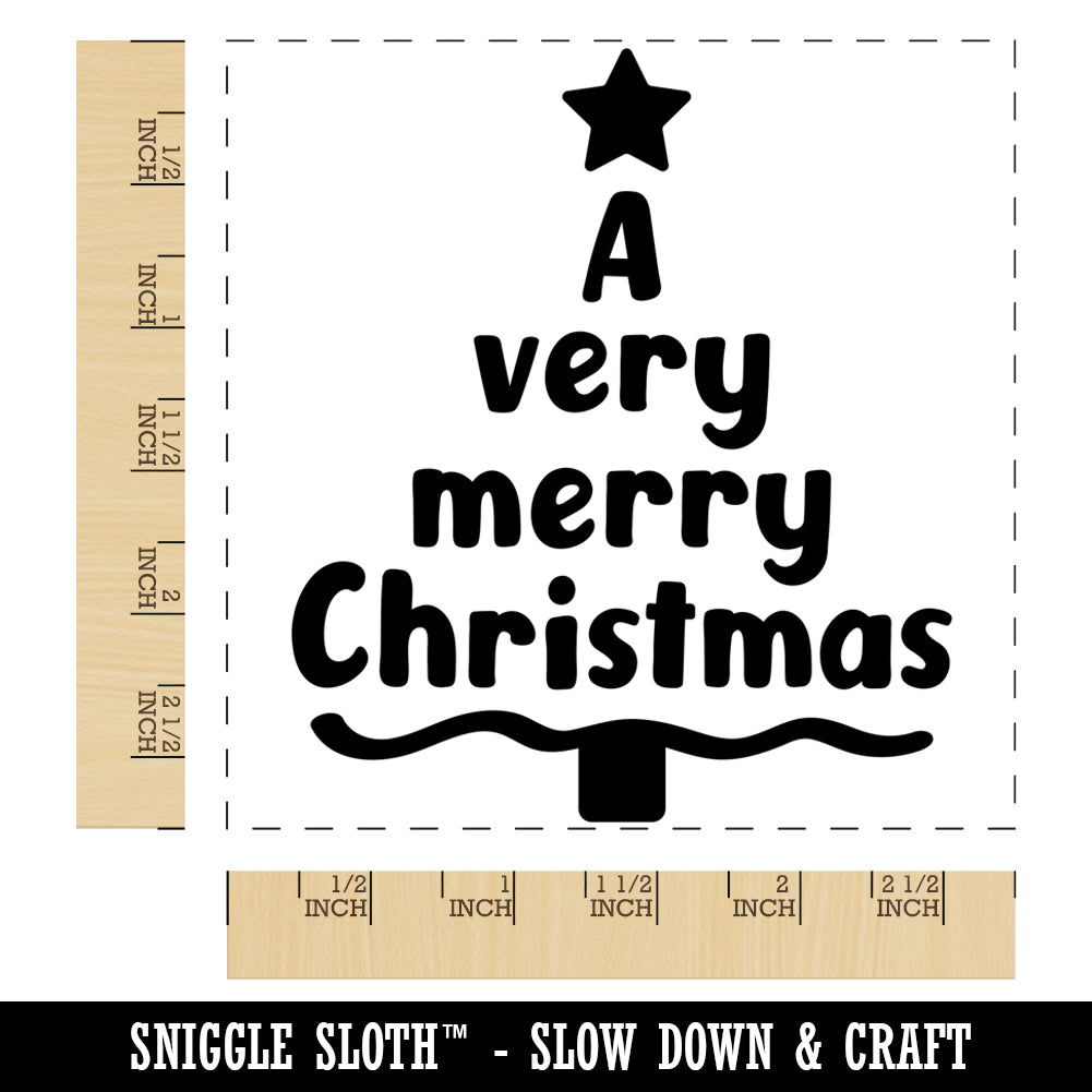 A Very Merry Christmas Tree Square Rubber Stamp for Stamping Crafting