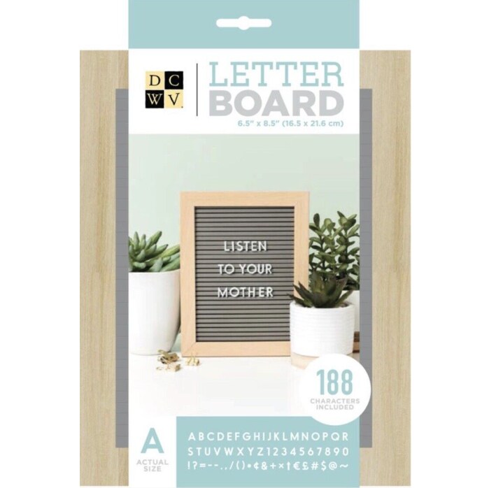 American Crafts StandUP DCWV Letter Board 5x7 Grey/Light Wood Frame 189Pc 614938