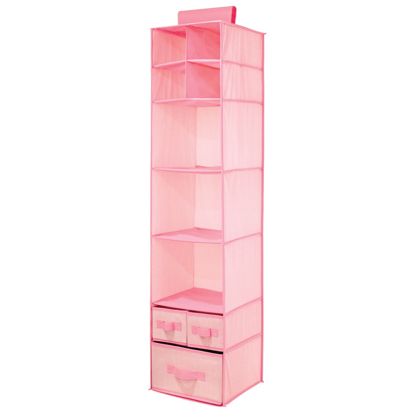 mDesign Fabric Nursery Hanging Organizer with 7 Shelves/3 Drawers