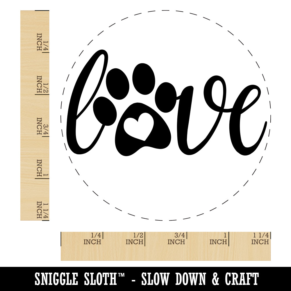 Paw Print with Heart Dog Rubber Stamp for Stamping Crafting Planners