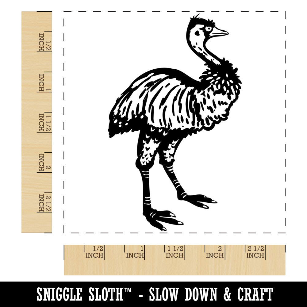 Emu Large Australian Flightless Bird Square Rubber Stamp for Stamping Crafting