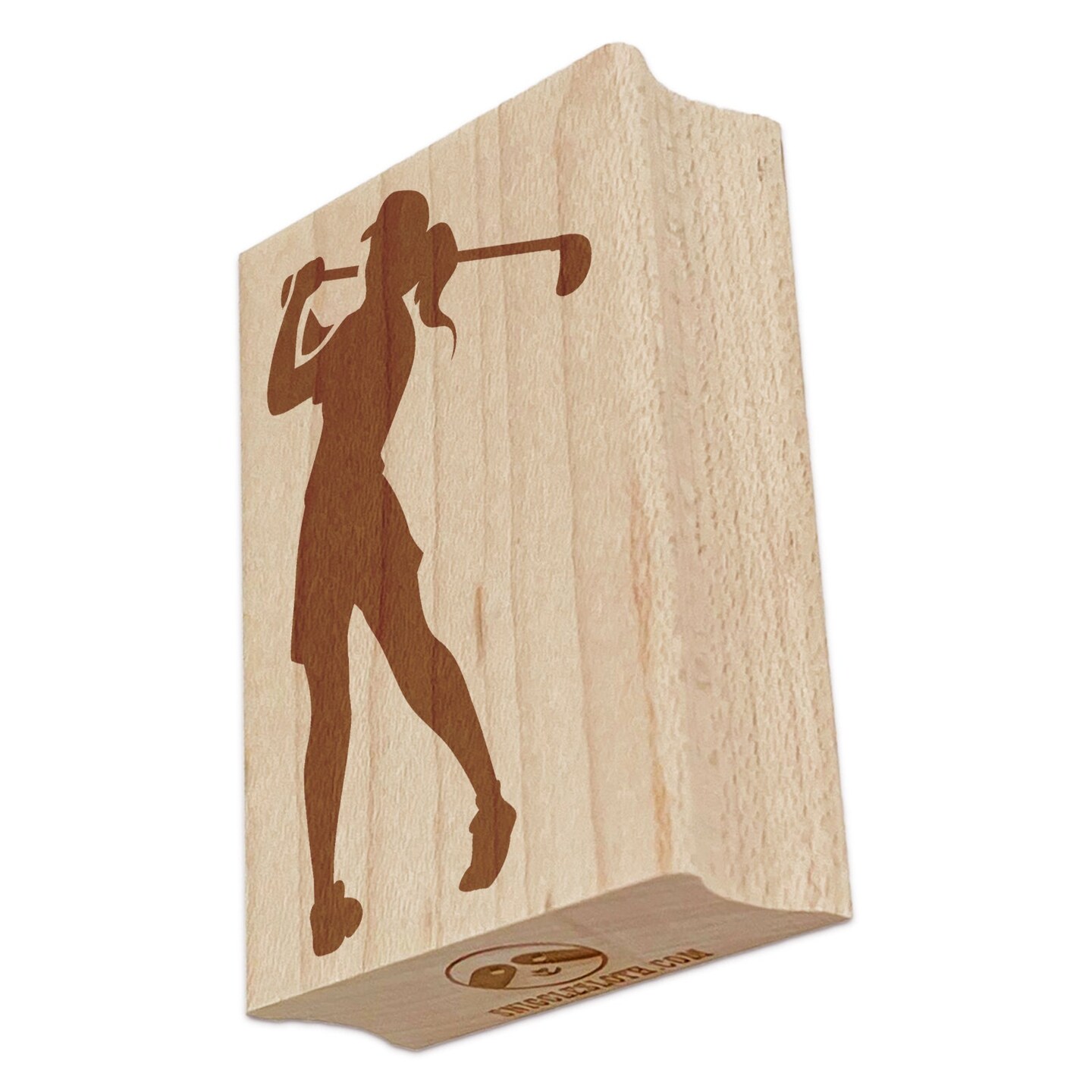 Woman Swinging Golf Club Rectangle Rubber Stamp for Stamping Crafting