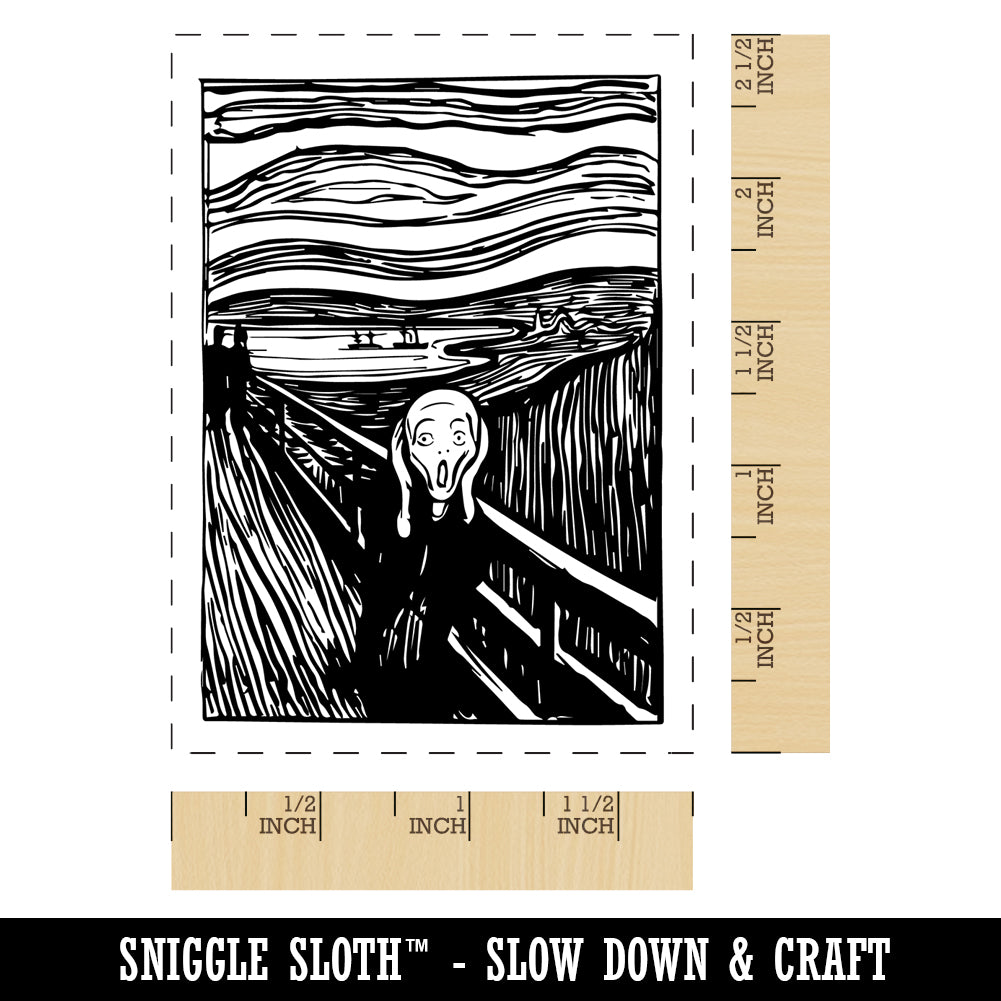 The Scream Art Painting Edvard Munch Rectangle Rubber Stamp for Stamping Crafting