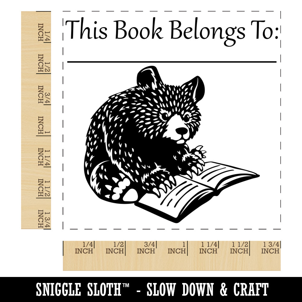 This Book Belongs to Baby Bear Reading Square Rubber Stamp for Stamping ...