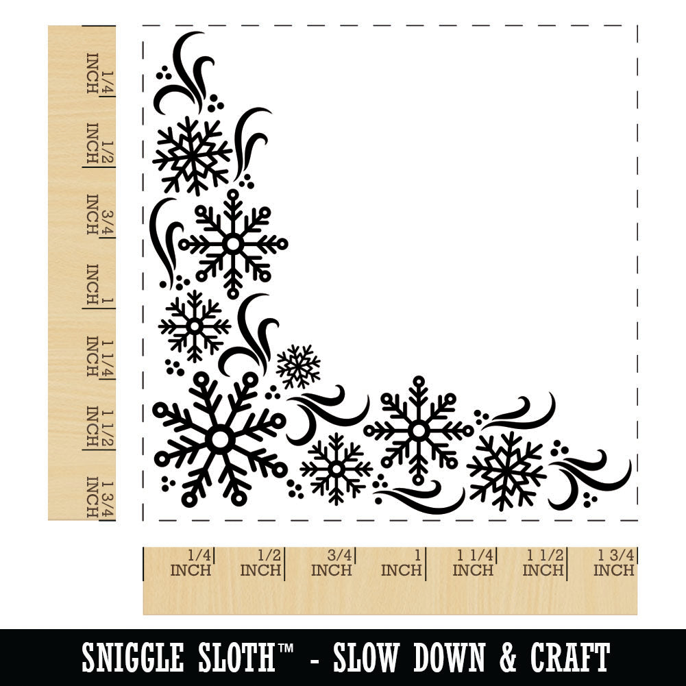 Winter Square Snowflake Corner Winter Square Rubber Stamp for Stamping Crafting ...