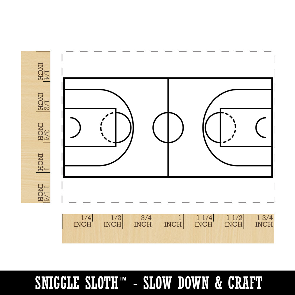 Basketball Court Aerial Top View Rectangle Rubber Stamp for Stamping Crafting