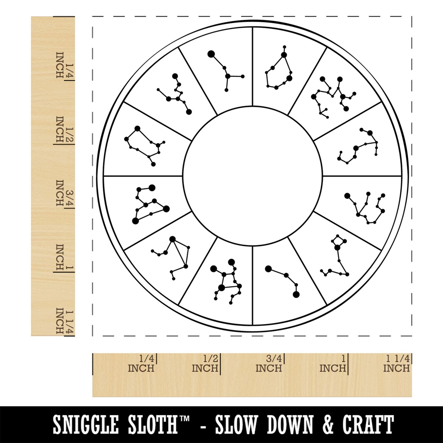 Horoscope Celestial Star Circle Chart Square Rubber Stamp for Stamping Crafting