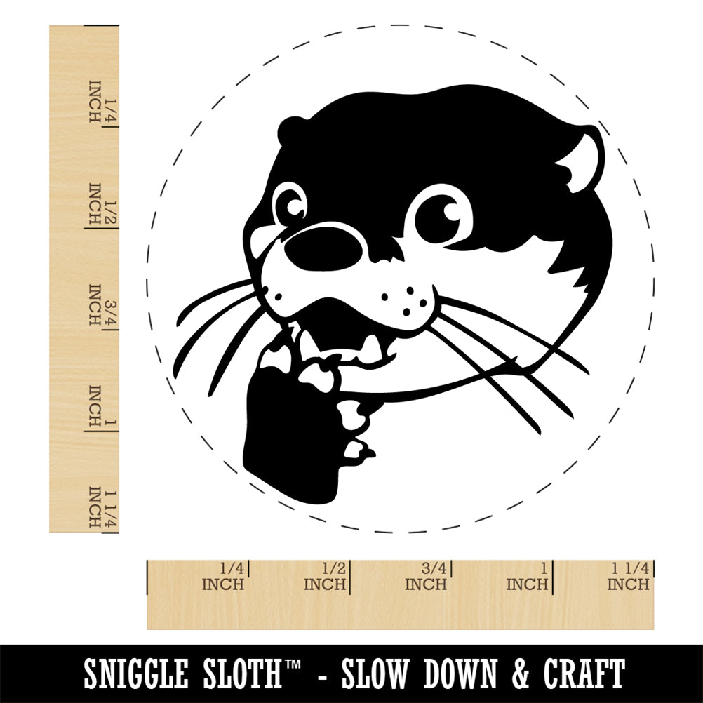 Shocked Surprised Otter Head Rubber Stamp for Stamping Crafting Planners