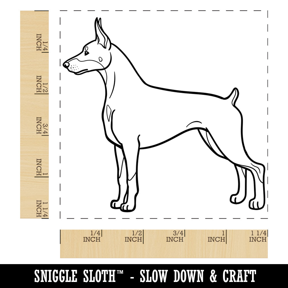 Courageous Doberman Pinscher Pet Dog Square Rubber Stamp for Stamping Crafting